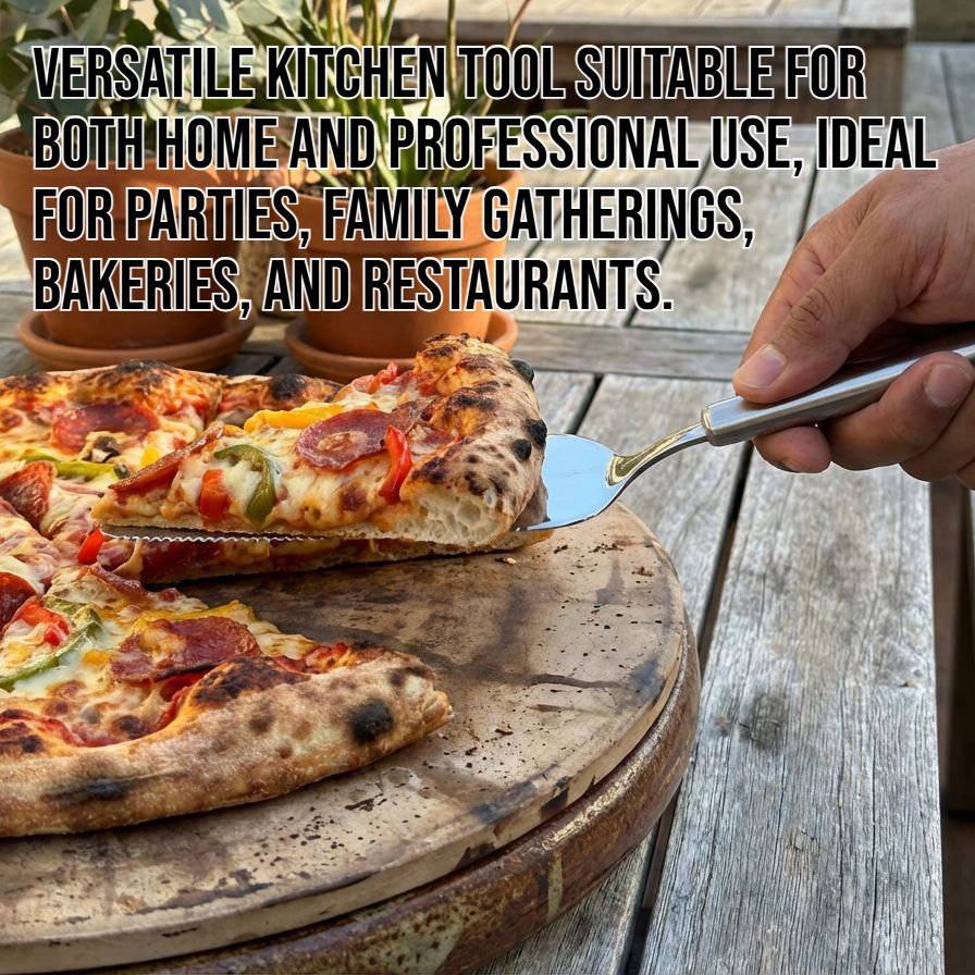 Close-up of triangular spatula edge for precise serving