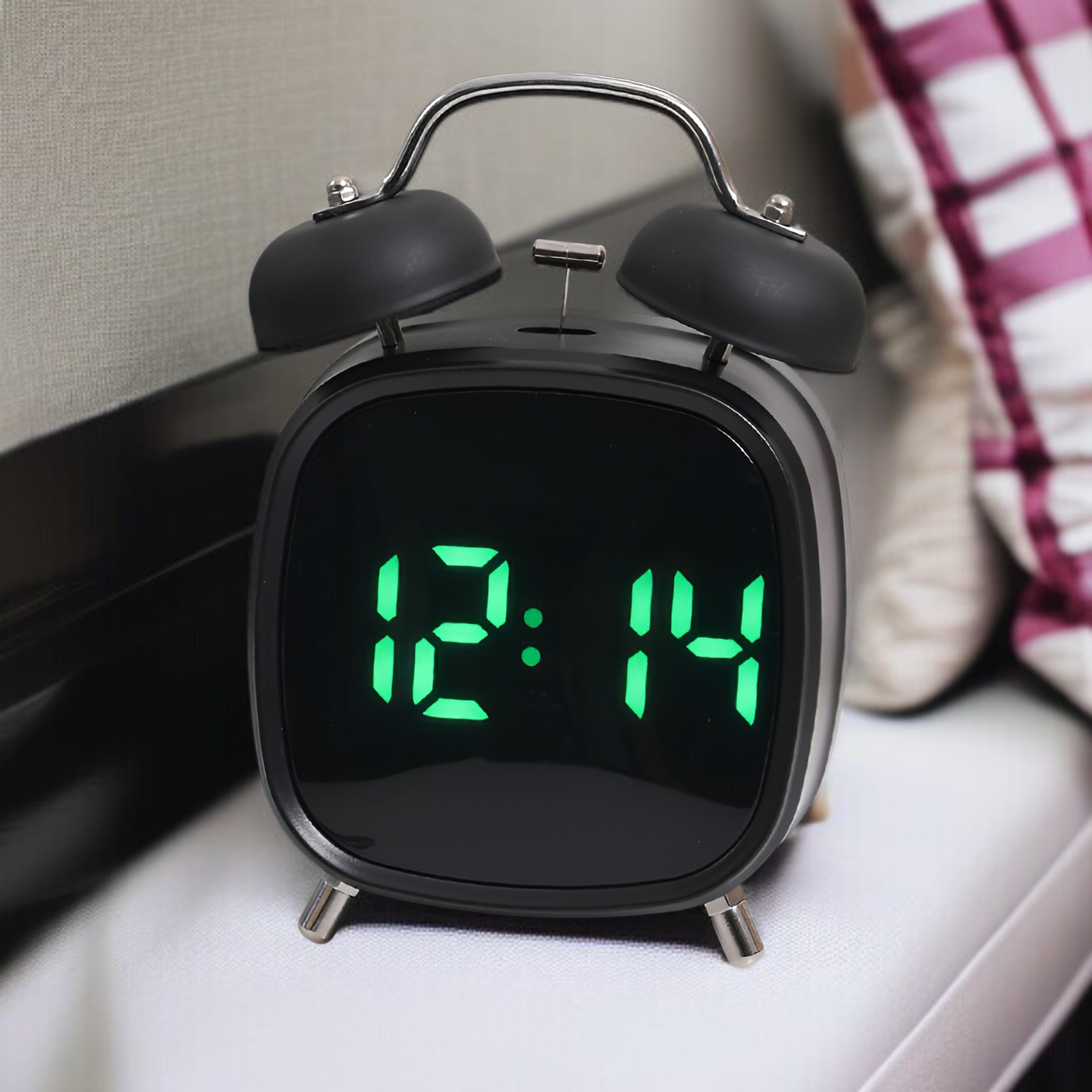 Creative high volume metal strong bell clock LED clock difficult to get up multifunctional clock