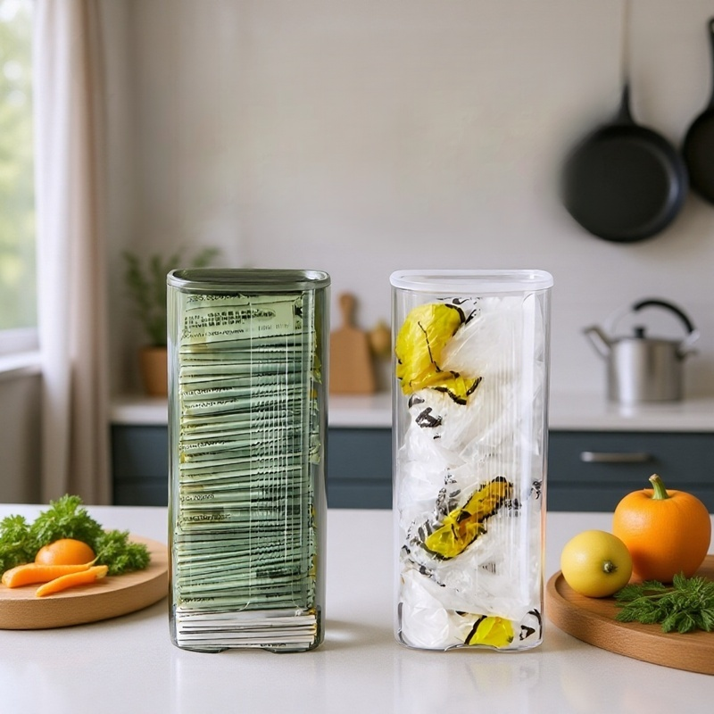 高級な壁掛け式ゴミ袋収納ボックス、透明な下着と靴下オーガナイザー、穴あけ不要。