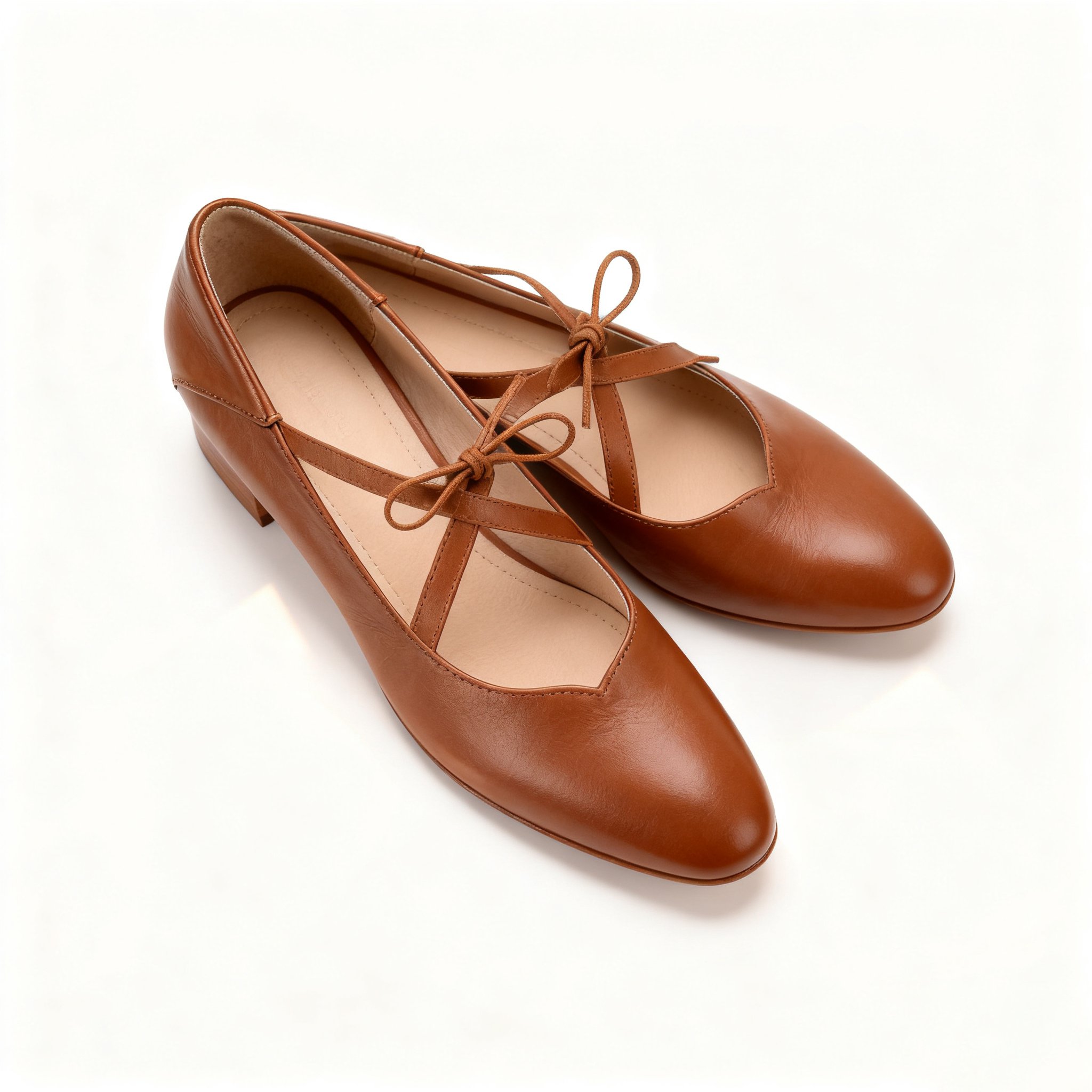 여성 레이스업 미들힐 가죽 구두