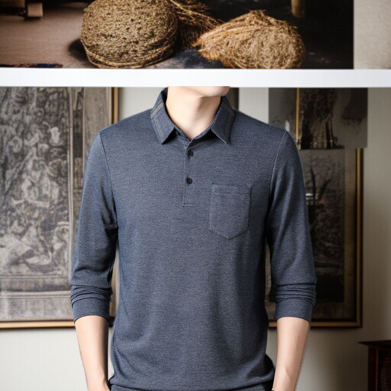 通勤ファッションカジュアルルーズラペルメンズシャツ ソリッドカラーボトムライトビジネスTシャツ