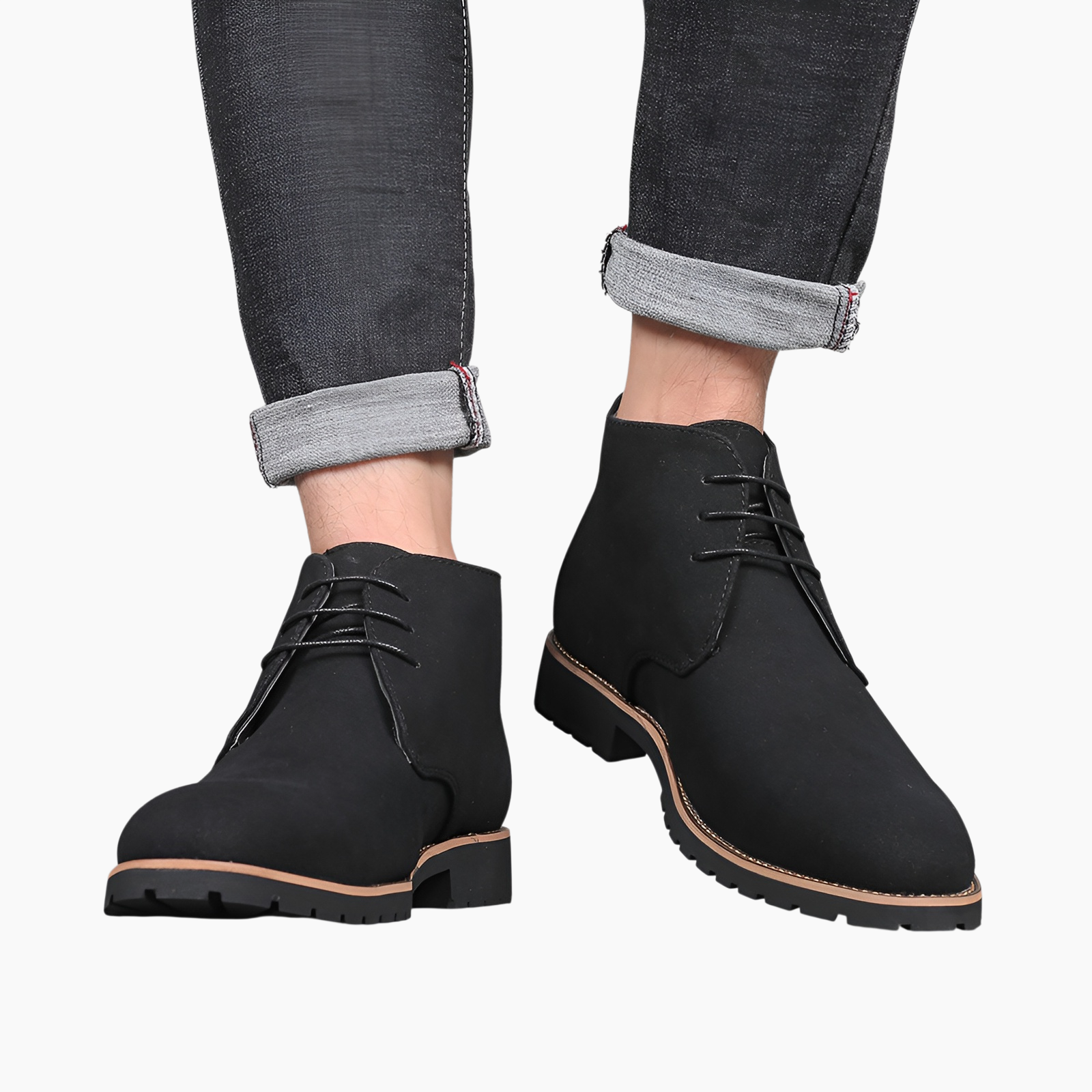 秋のメンズシューズ　ポインテッドトゥスエードブーツ　大きいサイズフロントレースアップカジュアルマーチンブーツ