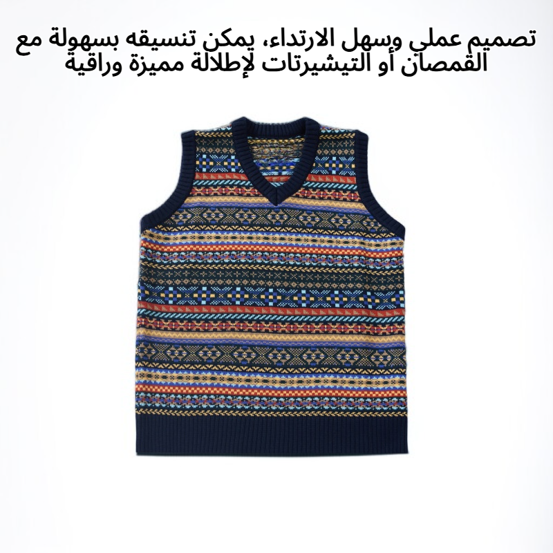 سترة صوفية بياقة V أنيقة بلون رمادي