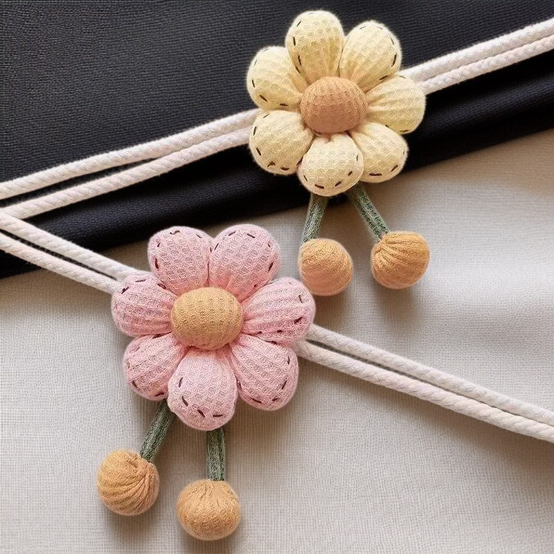 สายรัดม่านห้องนอนลายดอกไม้ ปรับได้ 1 คู่