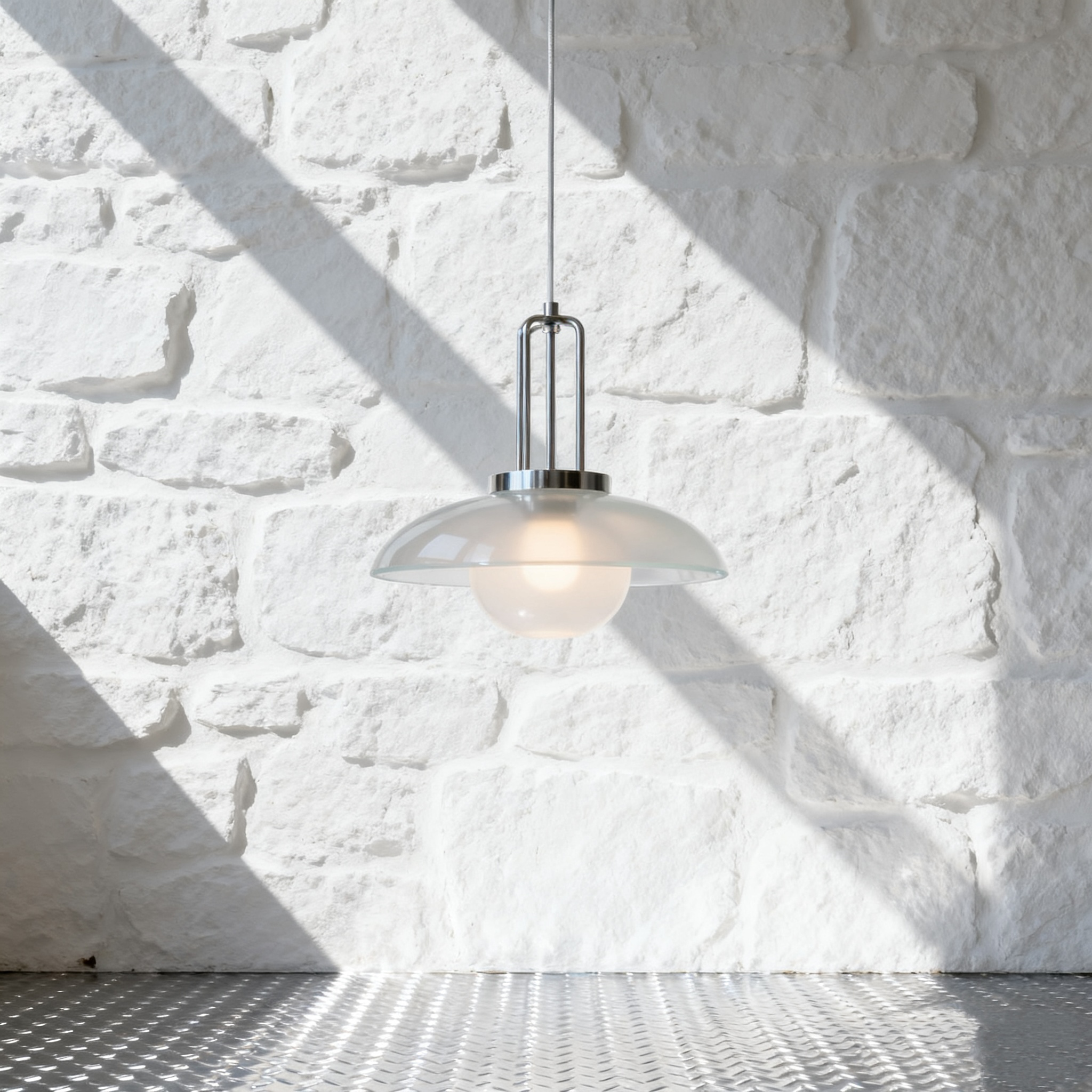 Lámpara colgante redonda transparente con cable de acero inoxidable