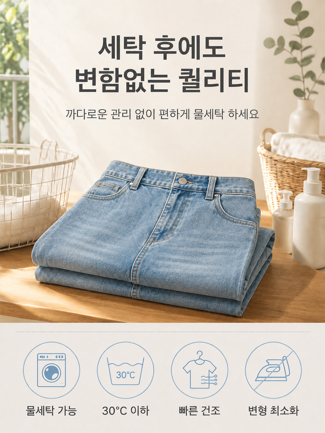 여름 얇은 데님 와이드핏 드레이프 팬츠