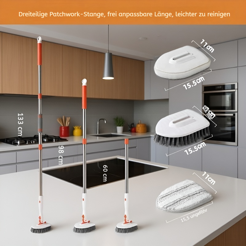 Multifunktionaler Boden- und Fensterreiniger, 180° schwenkbare Bürste mit langem Stiel