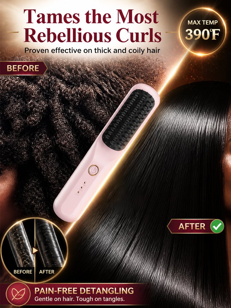 3 Seconds Smooth Ionic Cordless Hair Straightening Brush