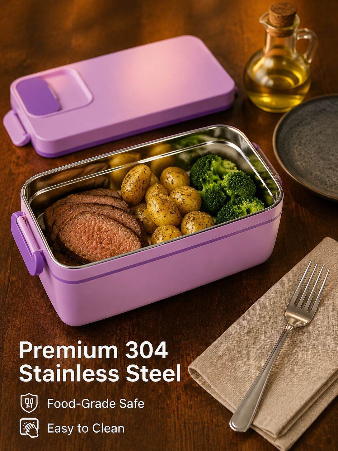 Rechargeable Large Capacity 304 Stainless Steel Electric Lunch Box