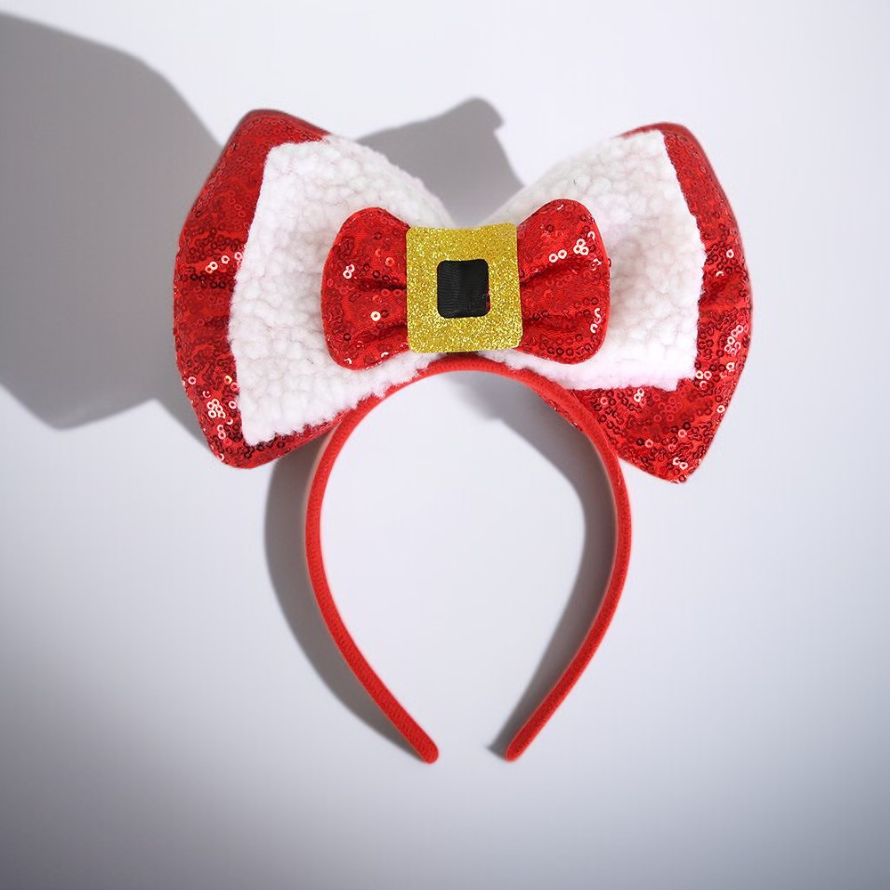 新しいクリスマスヘッドバンドスパンコールボウヘッドドレスクリスマスパーティーデコレーション大きな蝶ネクタイヘッドバンドヘッド