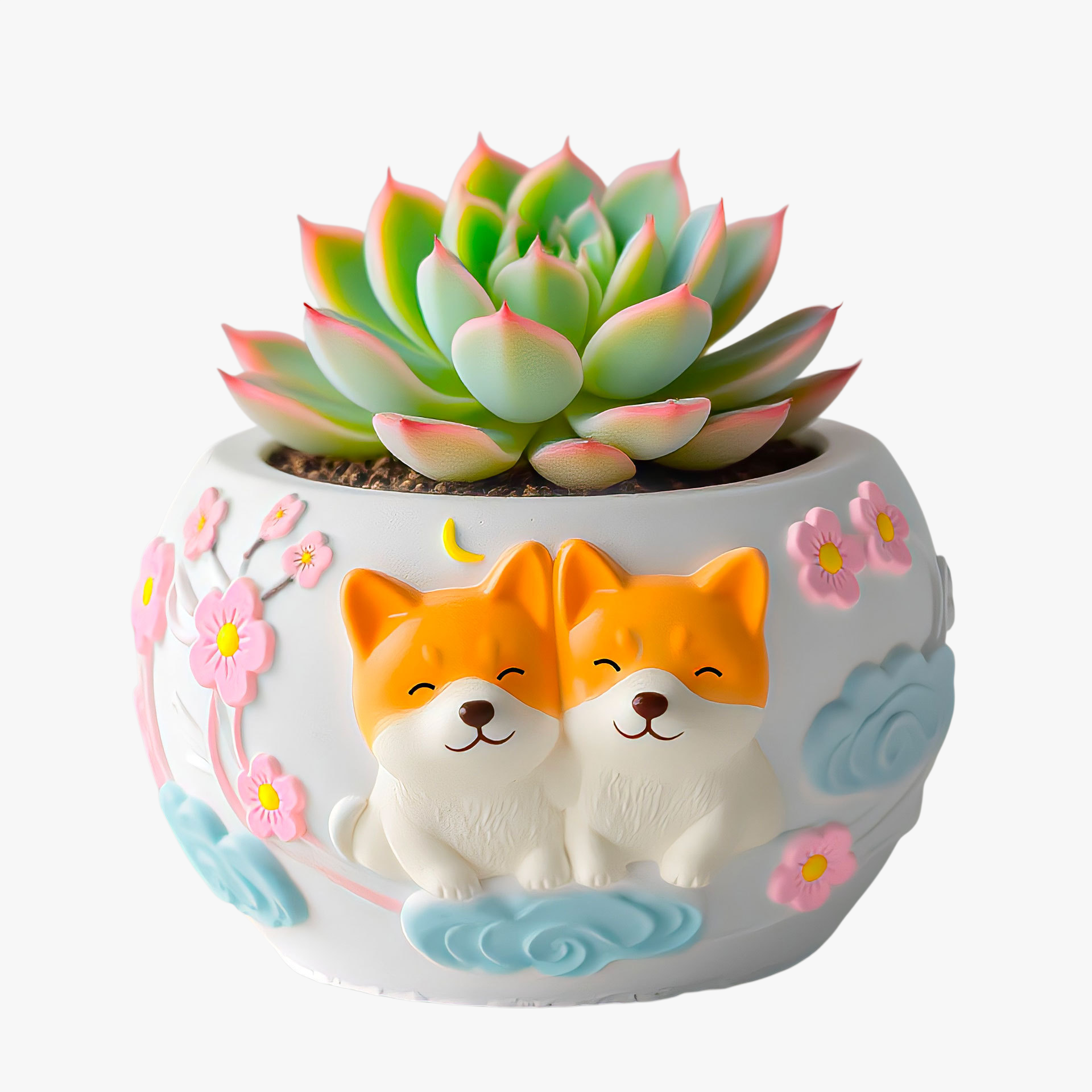 動物テーマDIY石膏植木鉢シリコン型 猫と犬デザイン
