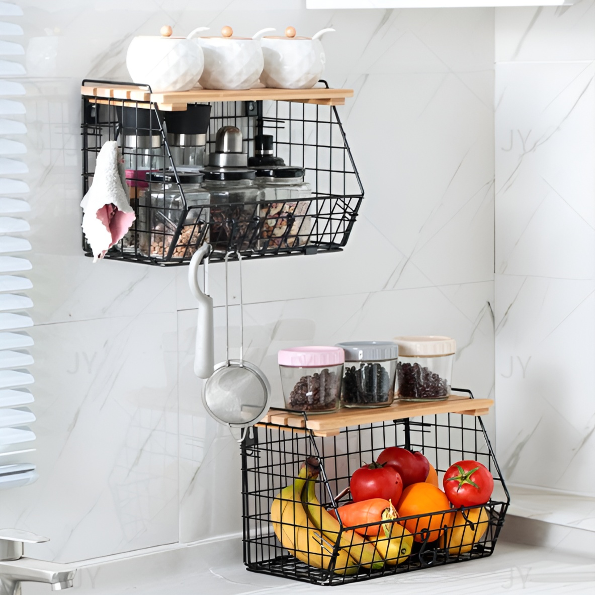 Multifunctional Wall-Mounted Kitchen Storage Basket