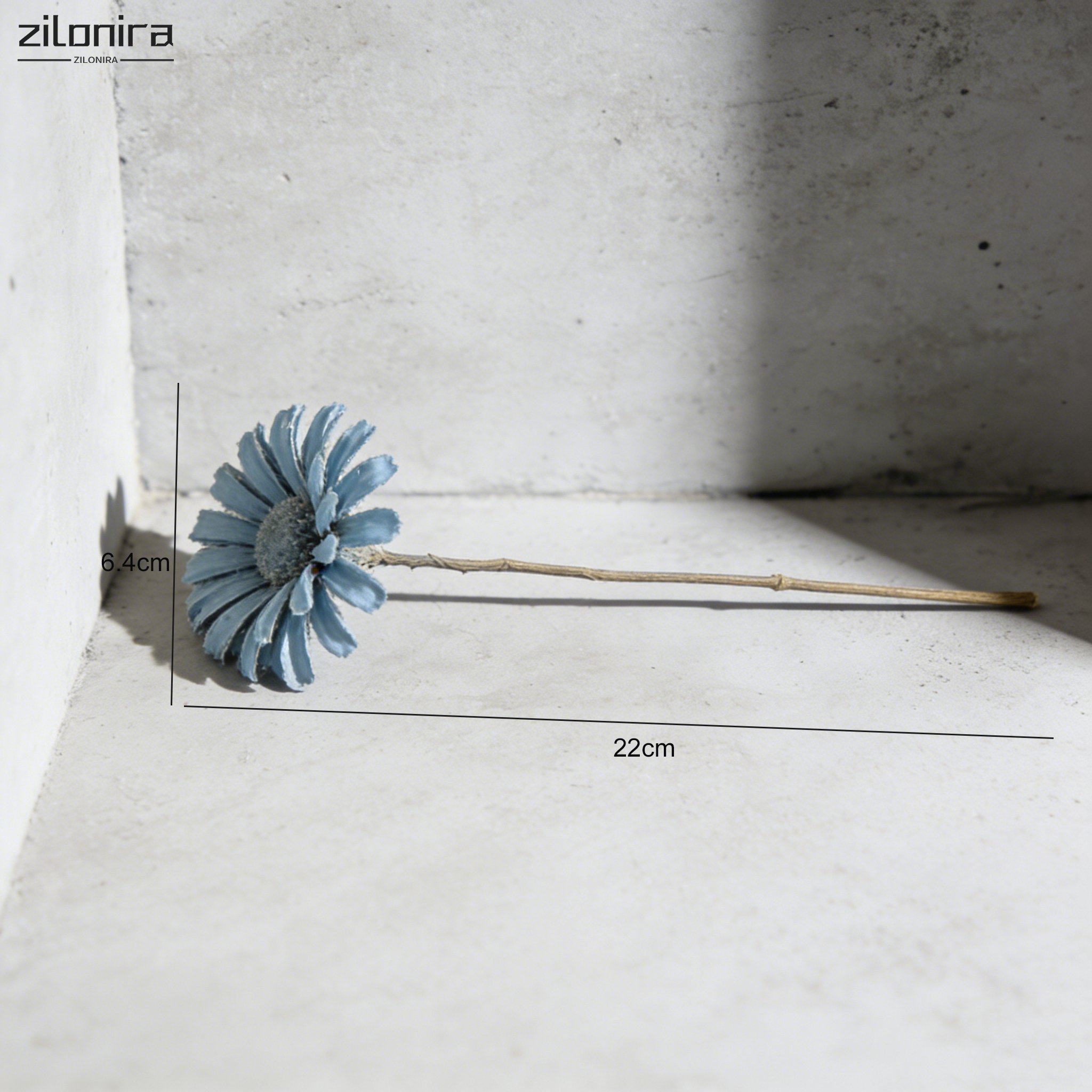 인조 파란색 데이지 10송이 전체 모습