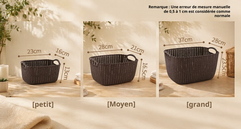 Panier de rangement en tissu pour bureau