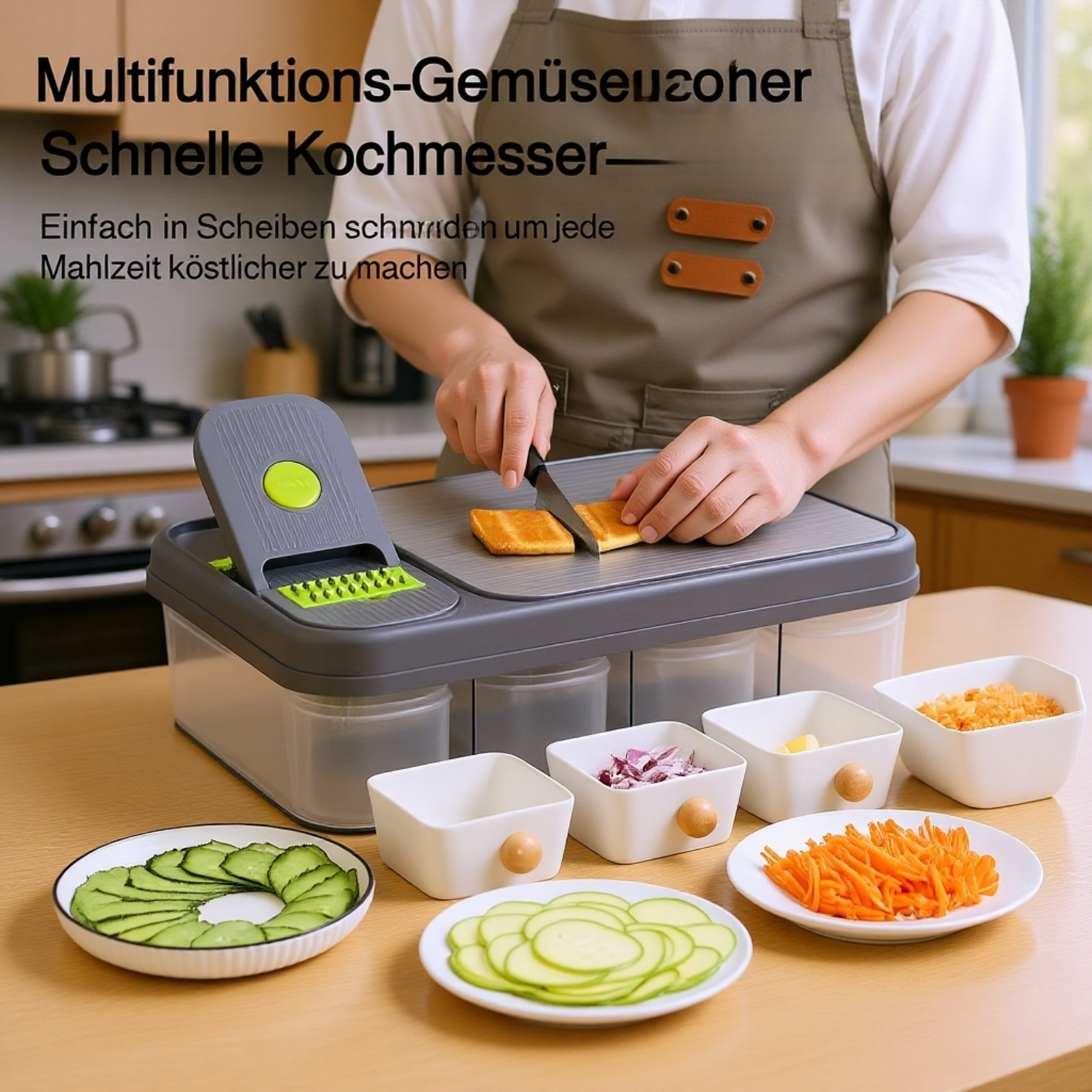Multifunktionaler Gemüseschneider mit Fingerschutz und Haushalts-Schneidegerät