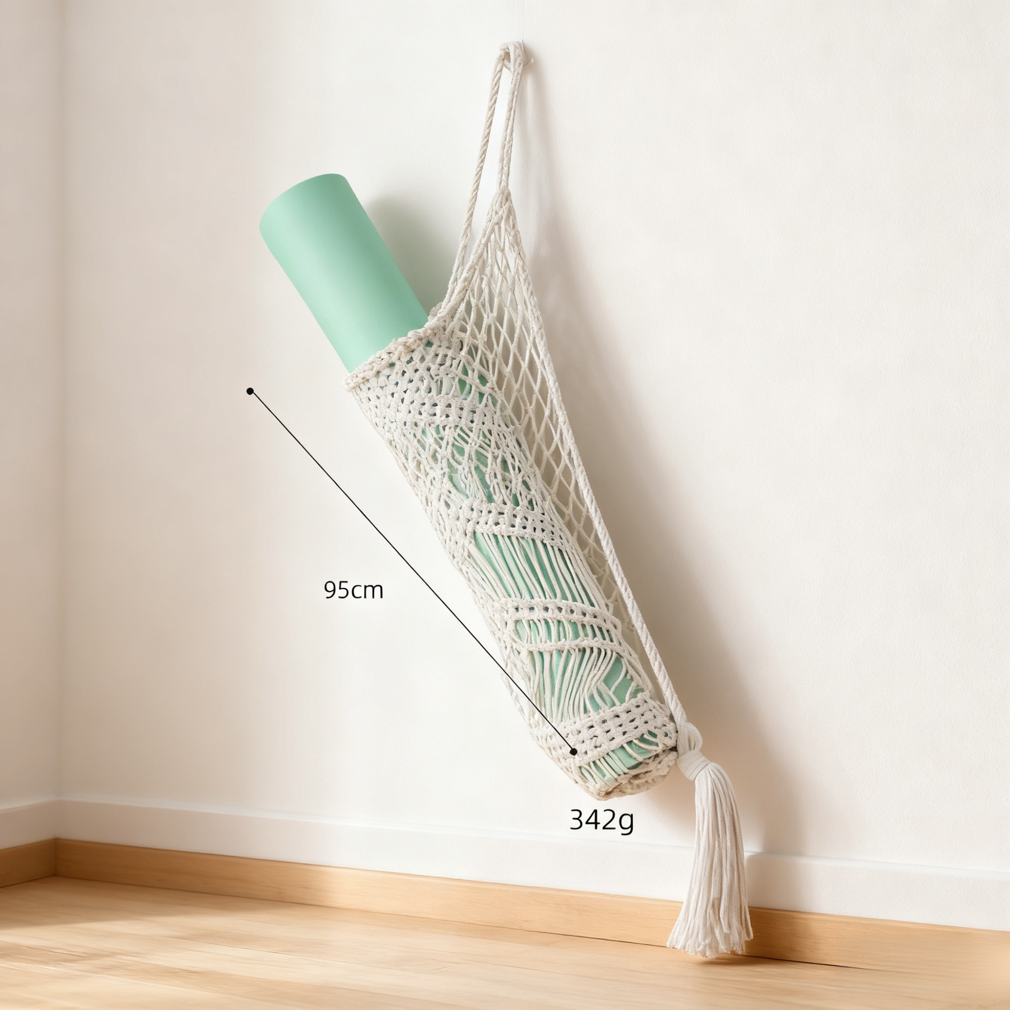 手編みヨガマットネットバッグ 携帯用コットンロープ収納袋