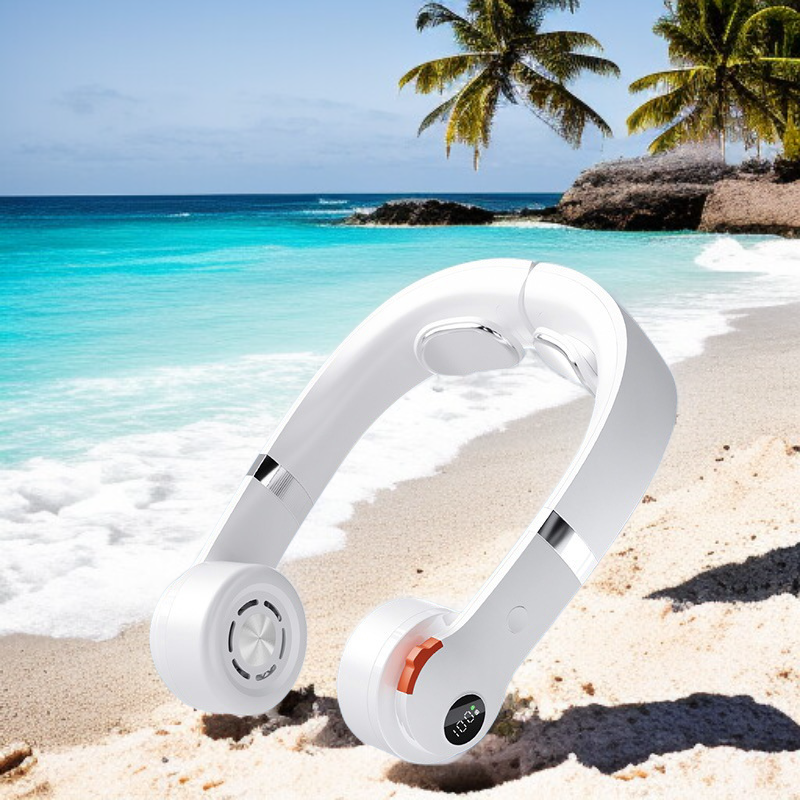 미니 게으른 넥밴드 선풍기 디지털 디스플레이 휴대용 팬