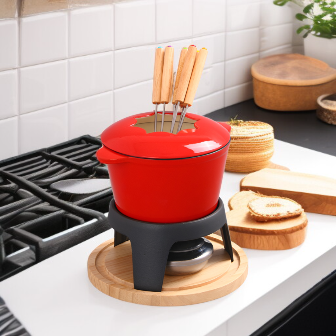 주방용 에나멜 코팅 주물 치즈 냄비 세트