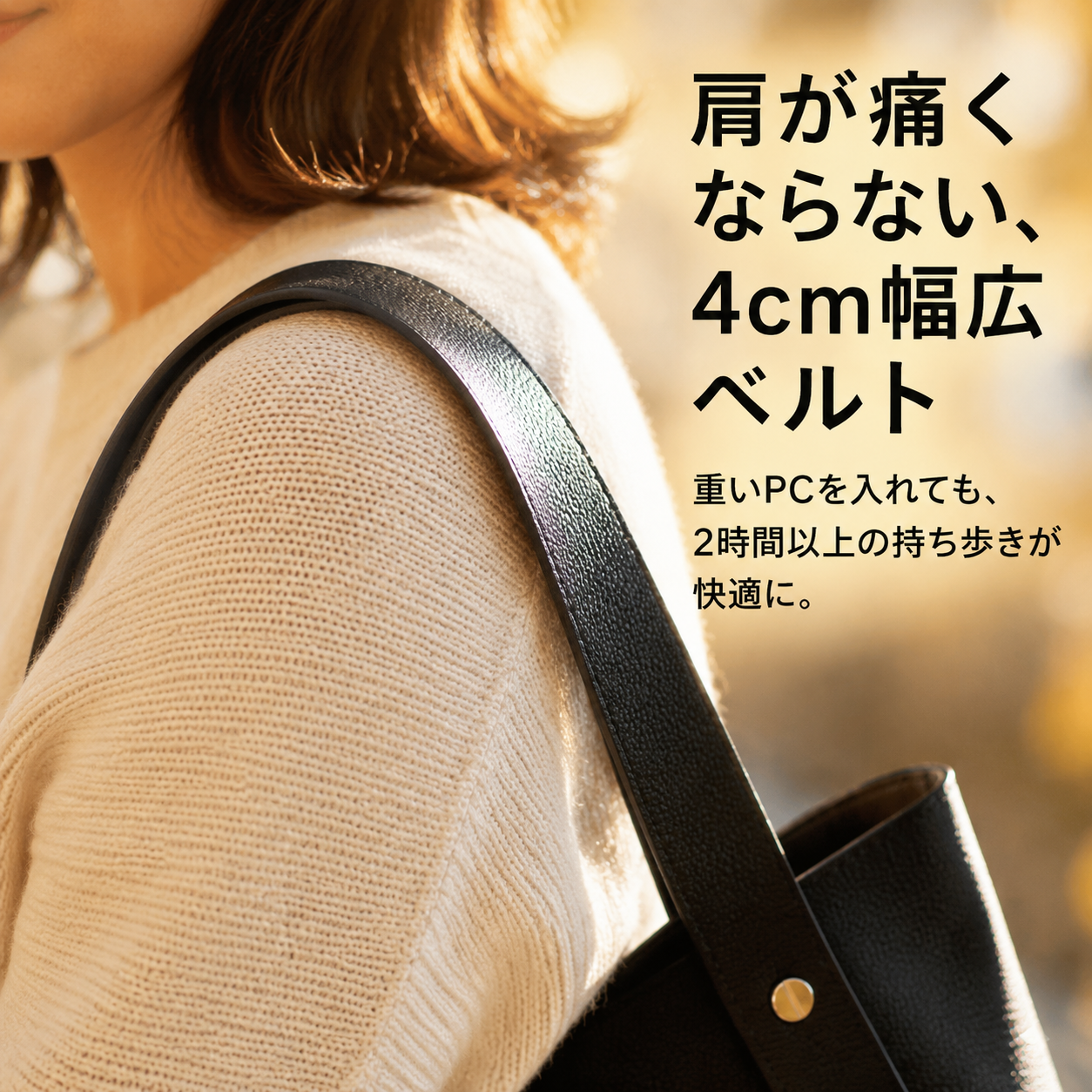 軽ラグジュアリー通勤用ショルダートートバッグ