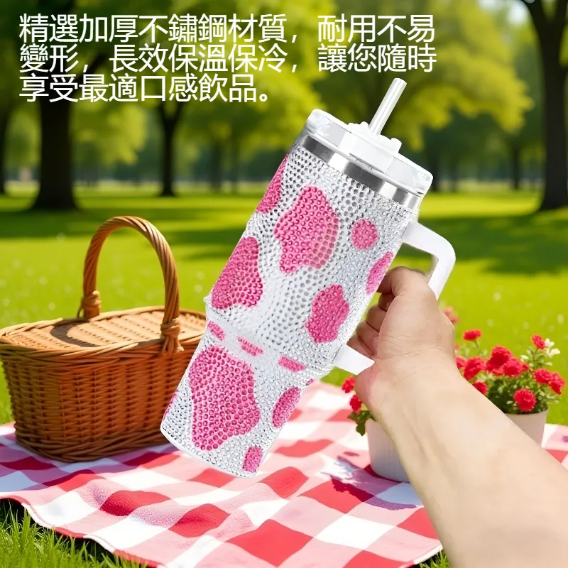 鑲鑽加厚不銹鋼保溫杯