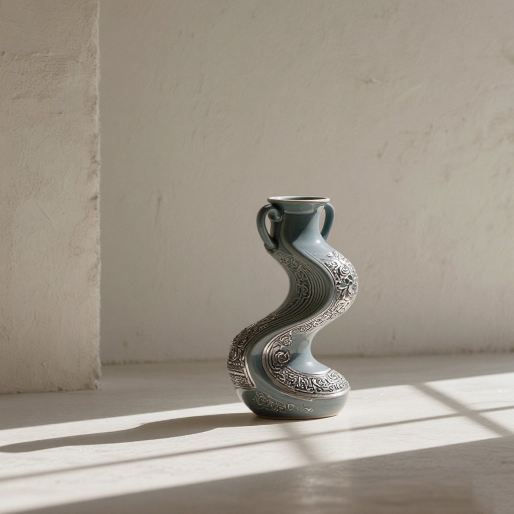 세련된 곡선 디자인의 화병 디테일