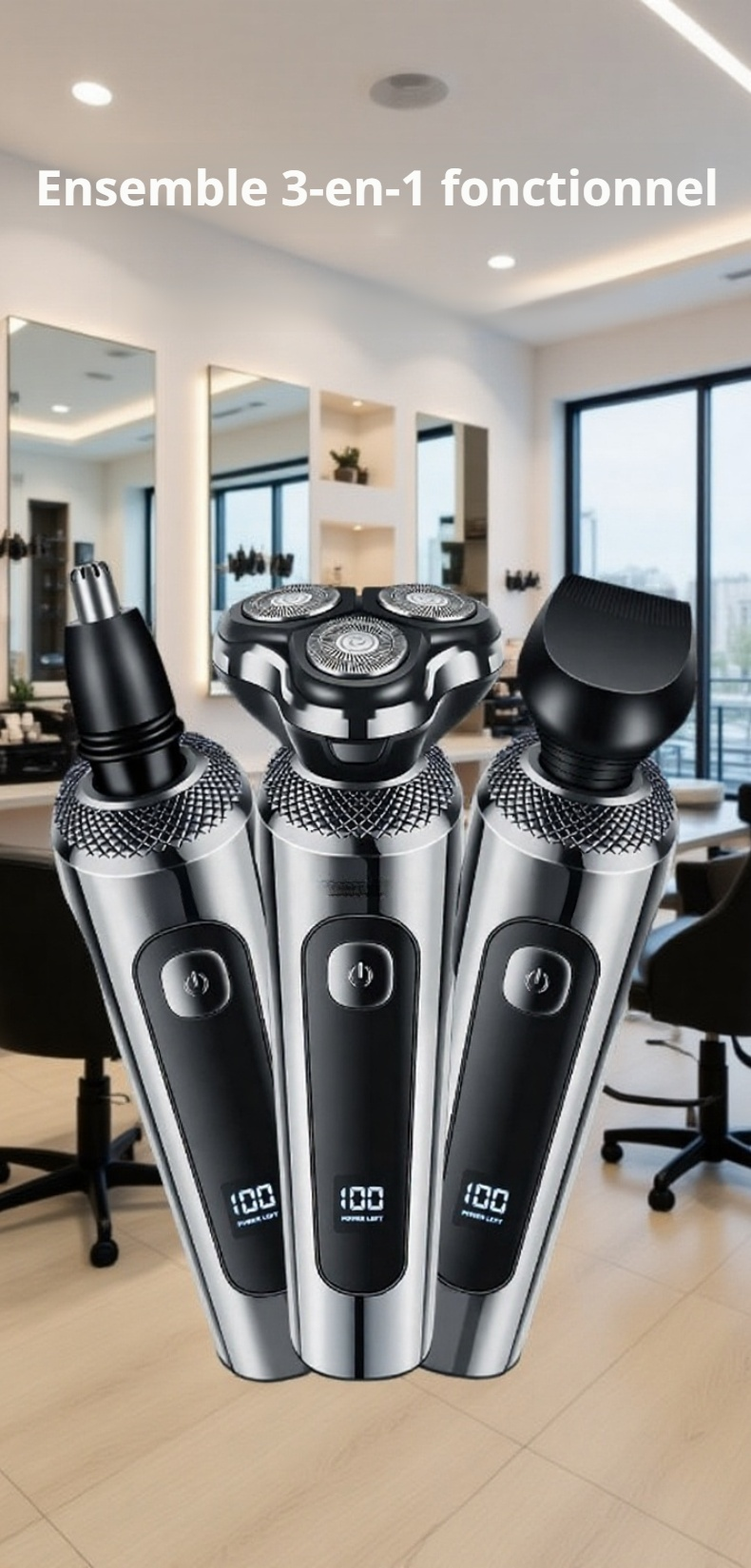 Vue détaillée de l’écran numérique du rasoir