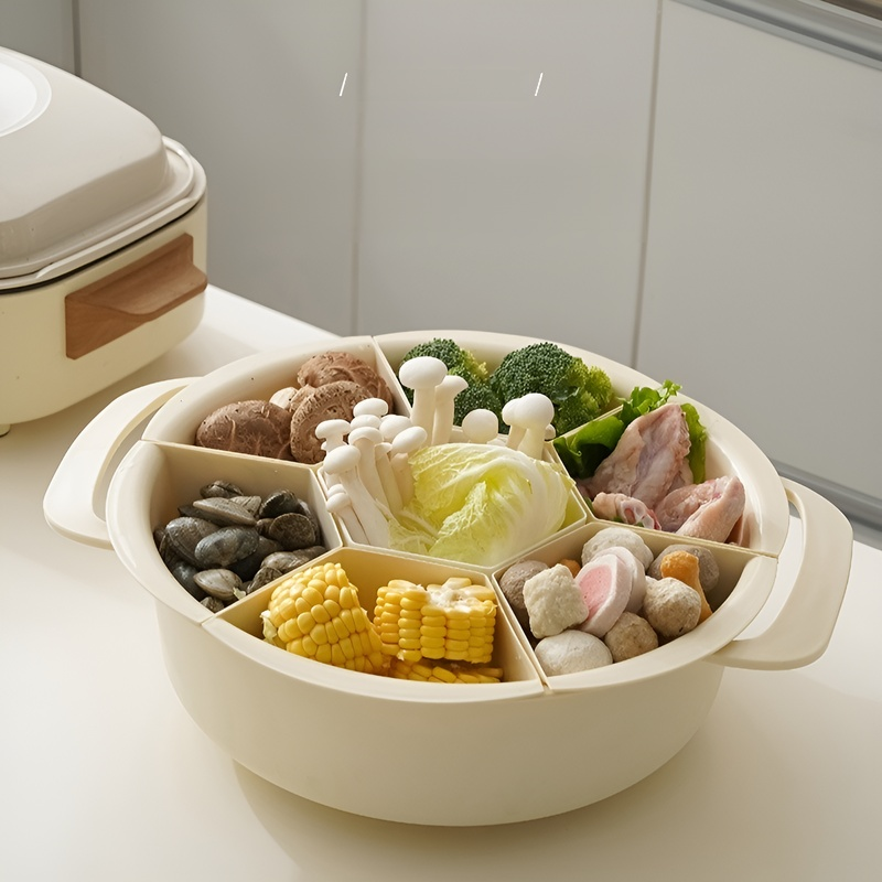 Versatile Sectioned Plate for Food and Pot Serving