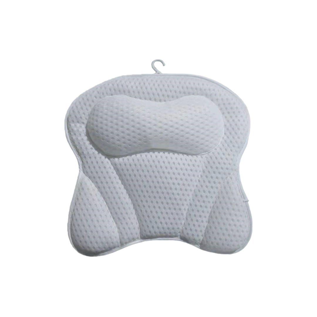 Quick-drying bath pillow with hooks