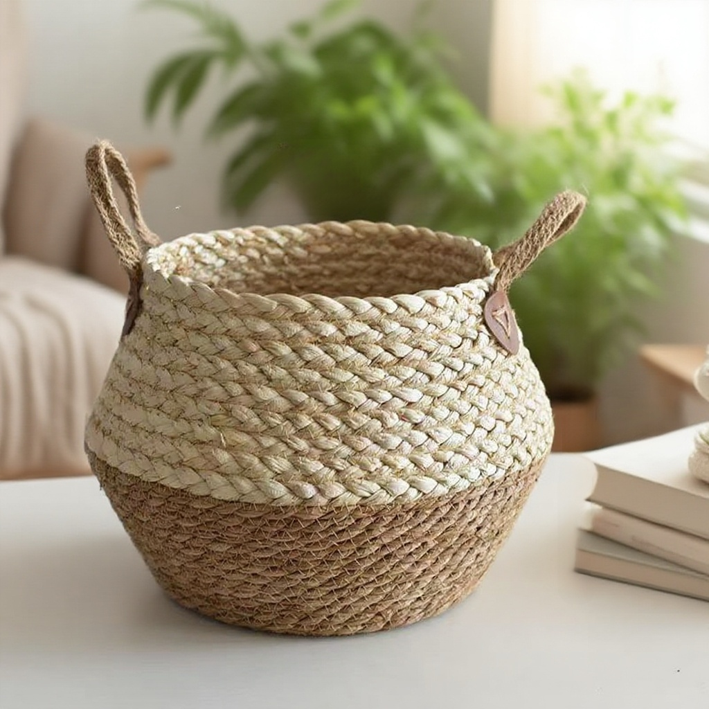 حديقة زهور الزينة المصنوعة من القش