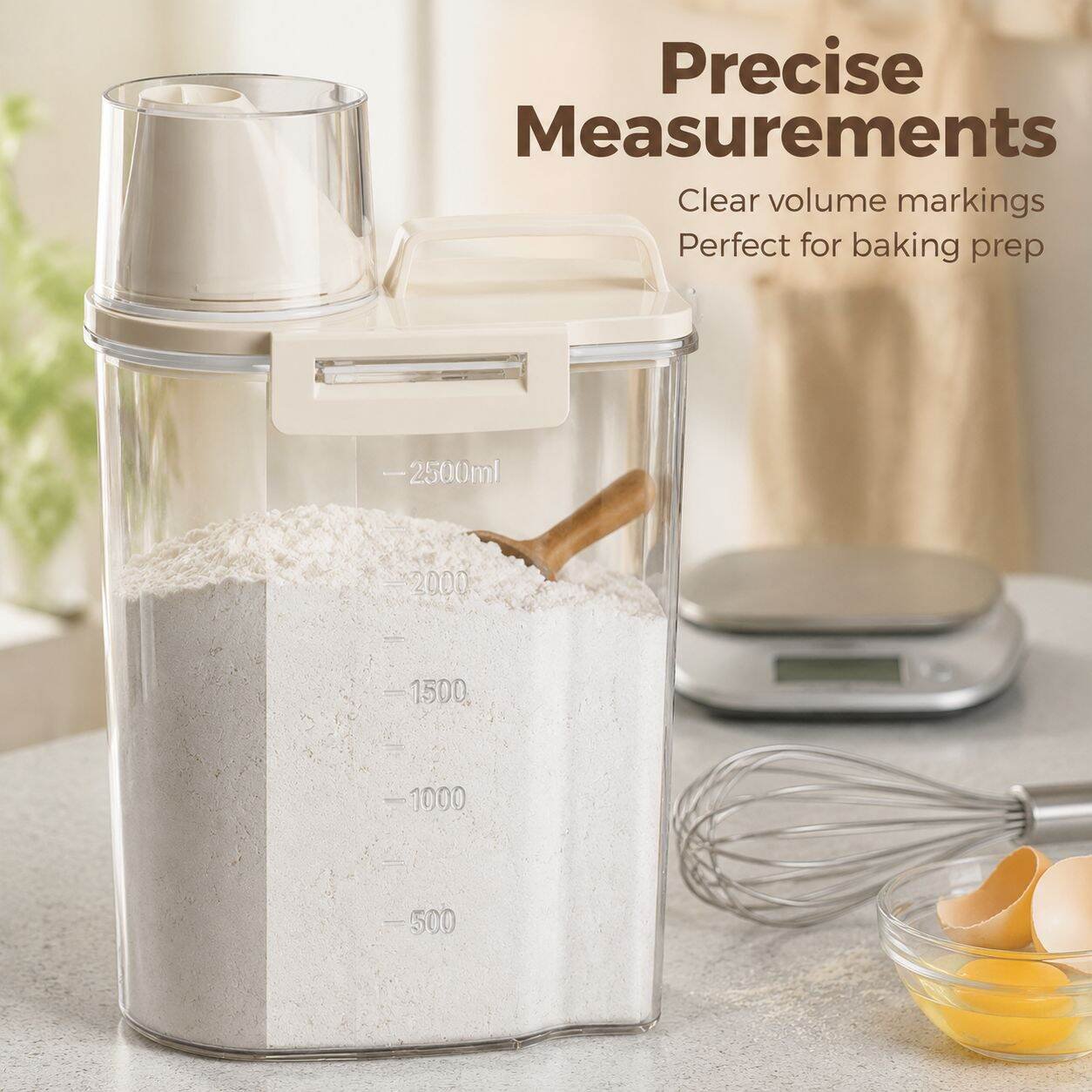 Square Food Storage Jar, Dry Goods & Grain Organizer, Moisture and Insect Resistant