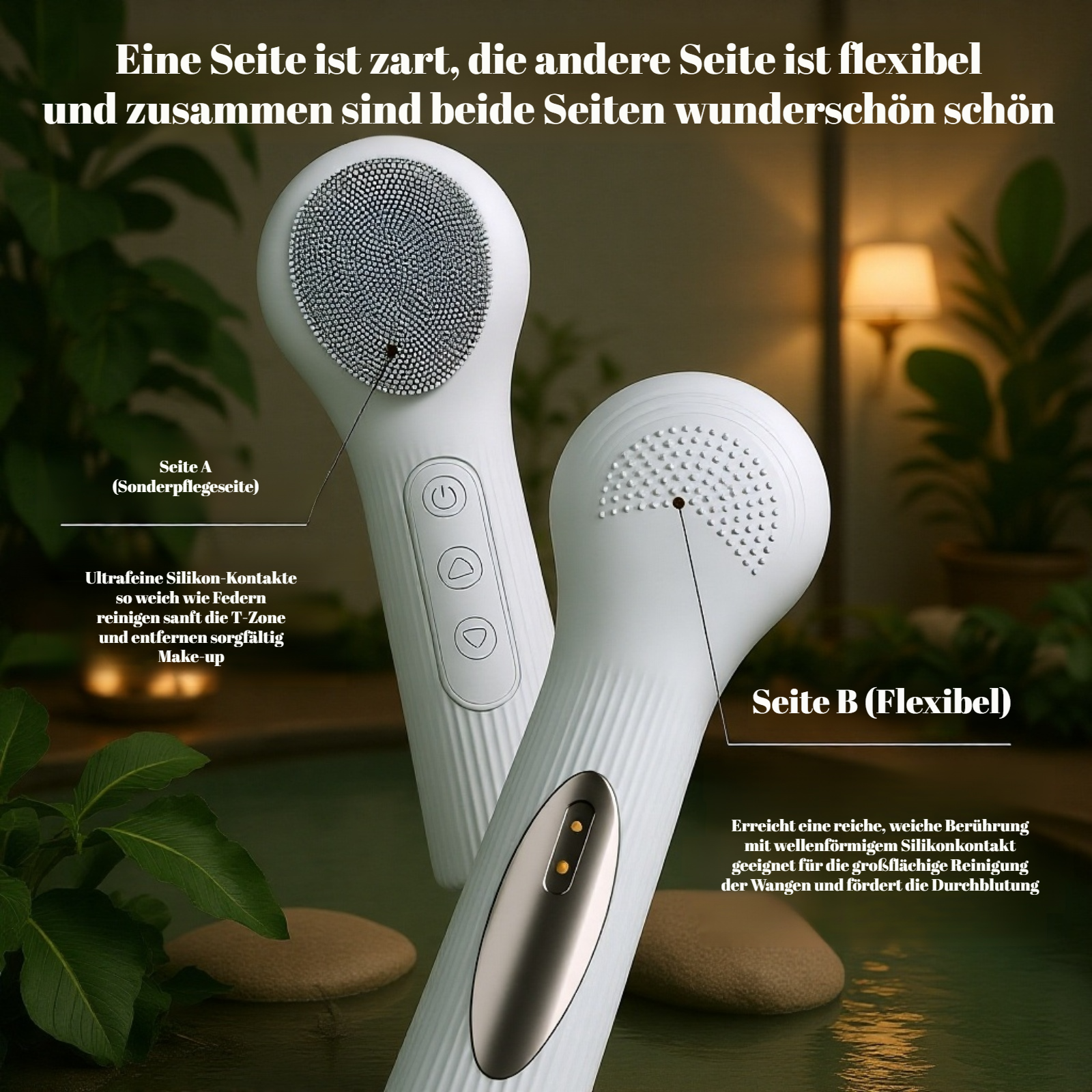 Gesichtsreinigungsgerät mit 45°C Wärme und Schallvibration