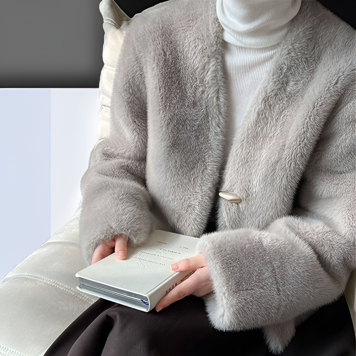 여성용 시어링 숏 코트