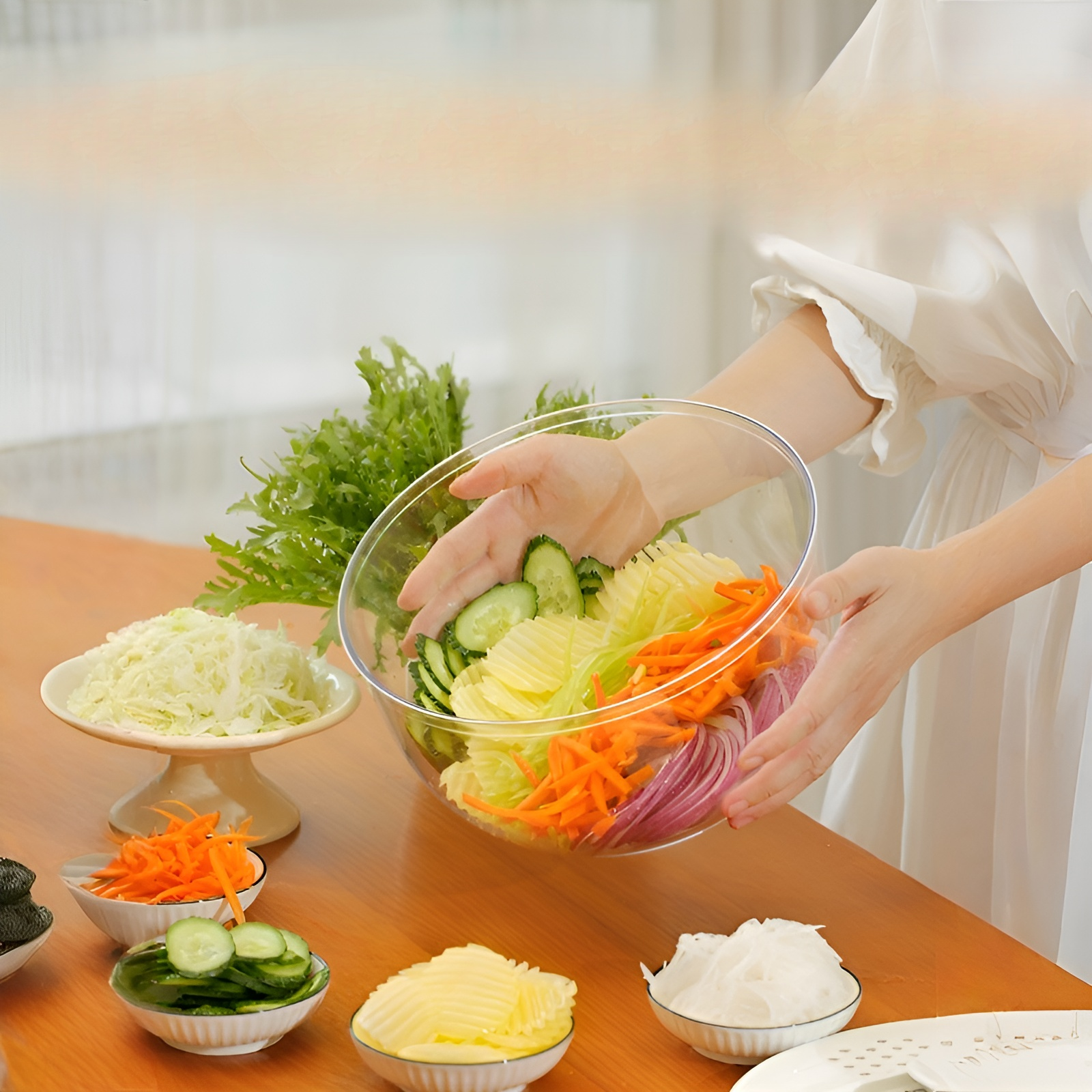 三合一沙拉沥水切片盒