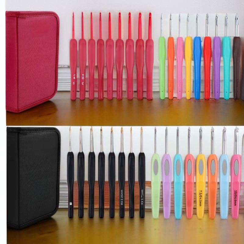  مجموعة أدوات الكروشيه اليدوية بمقبض ناعم كاملة