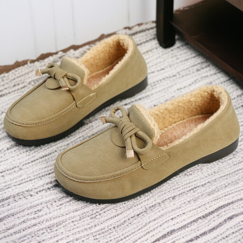 女性の家パッド入りの怠惰な人々足踏みフラットシューズフラットビーンコットンスリッパ