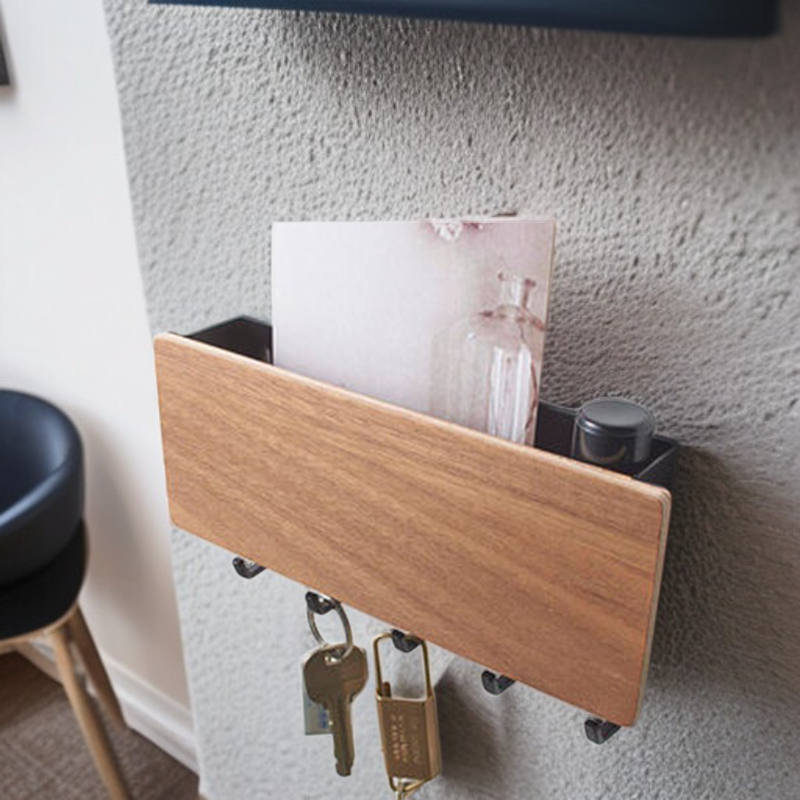 Soporte para llaves de madera maciza multifuncional sin agujeros
