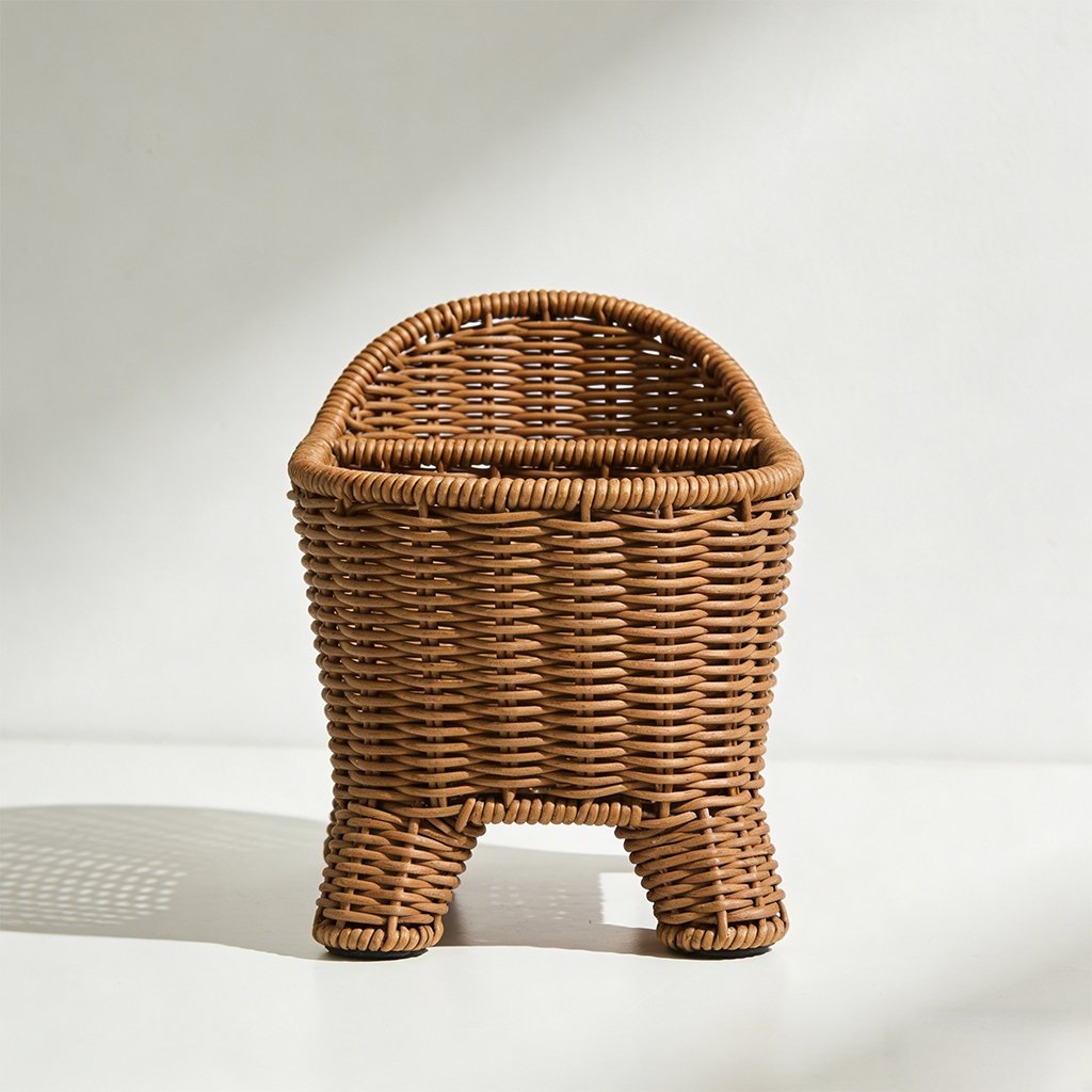 ラタン仕切り付きランドリーバスケット