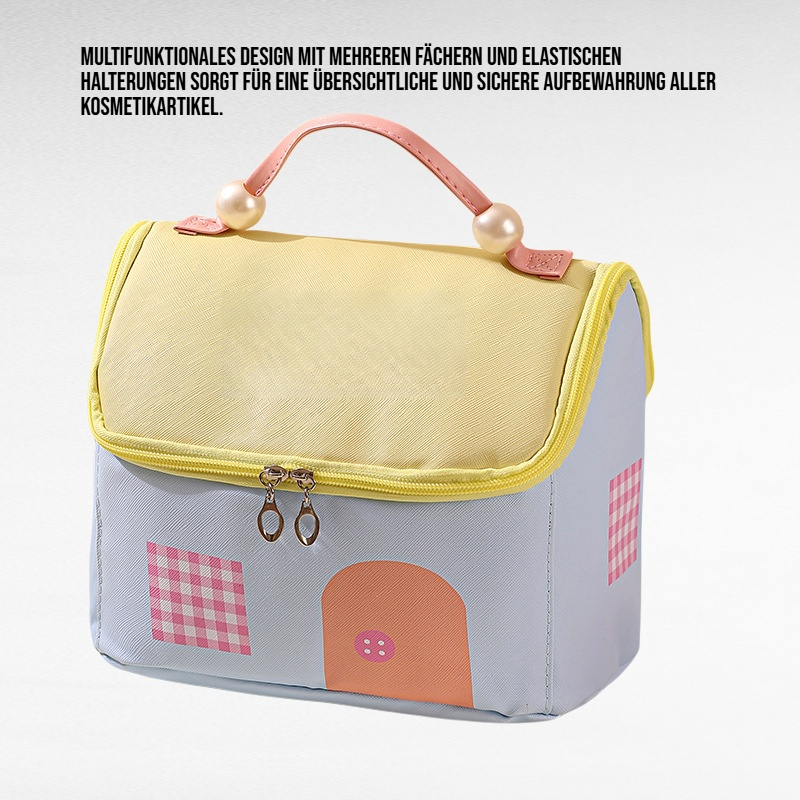 Große tragbare Kosmetiktasche mit multifunktionalem Design und Handgriff