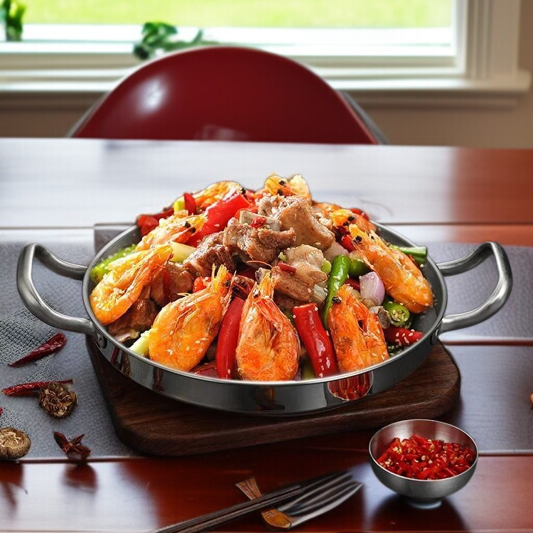 해산물 냄비 부대전골 냄비 스테인리스 해산물 냄비 얕은 냄비 마른 냄비 해산물 냄비 프라이팬 접시