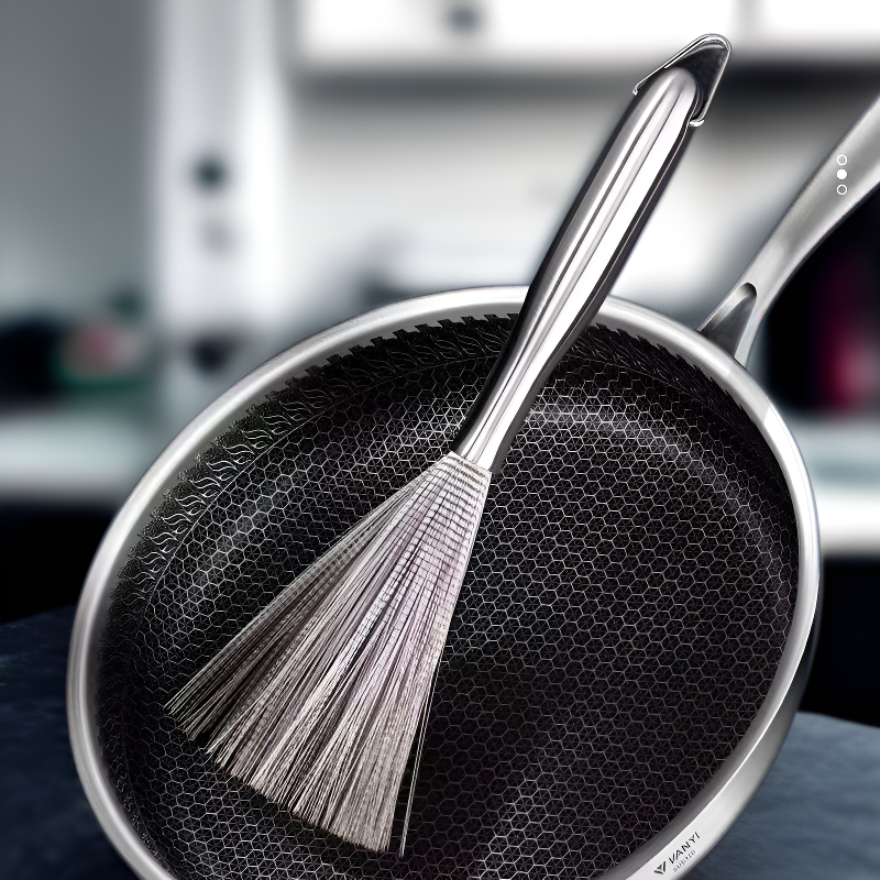 فرشاة تنظيف أواني من الفولاذ المقاوم للصدأ