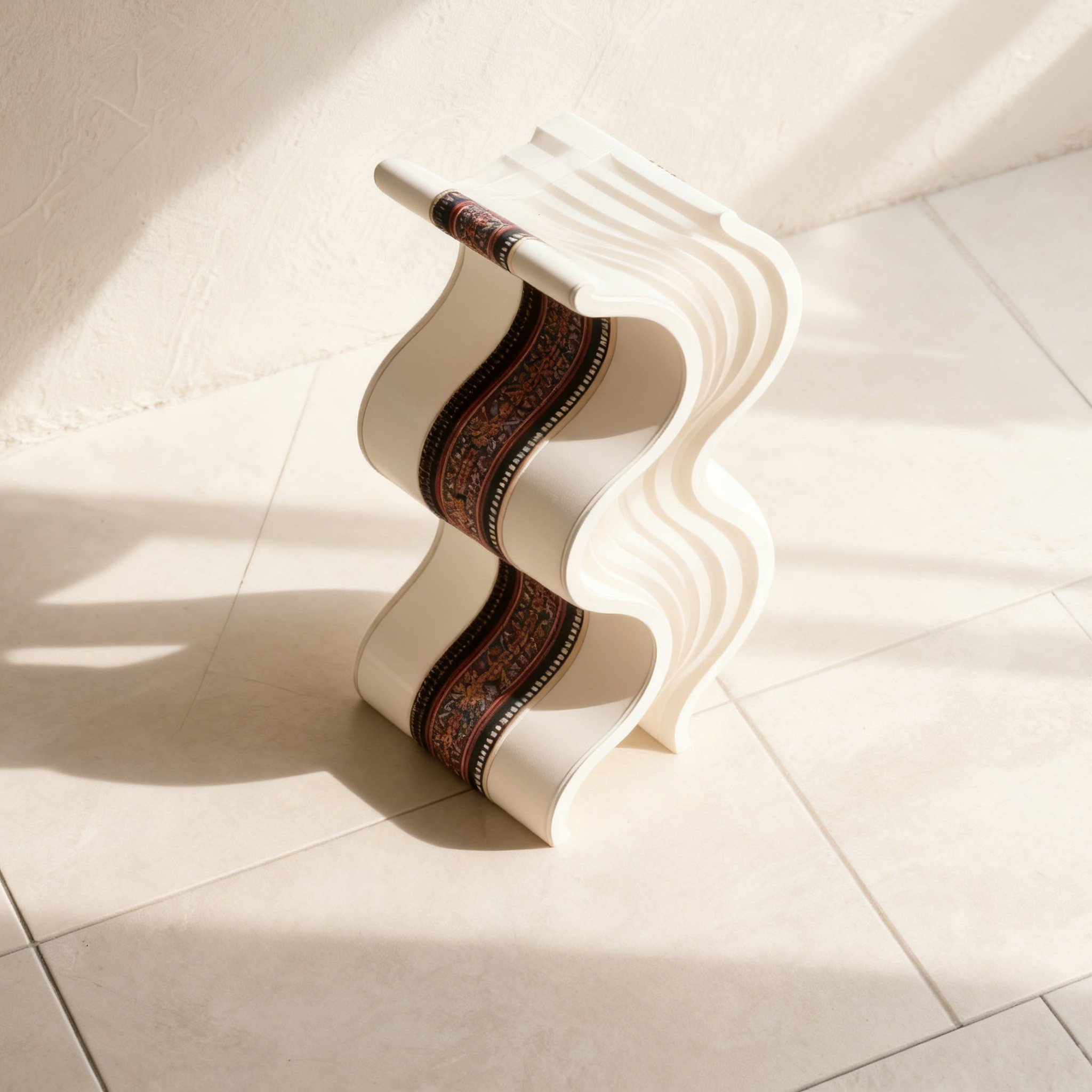 Ornament sculptural cu valuri pe masă de living