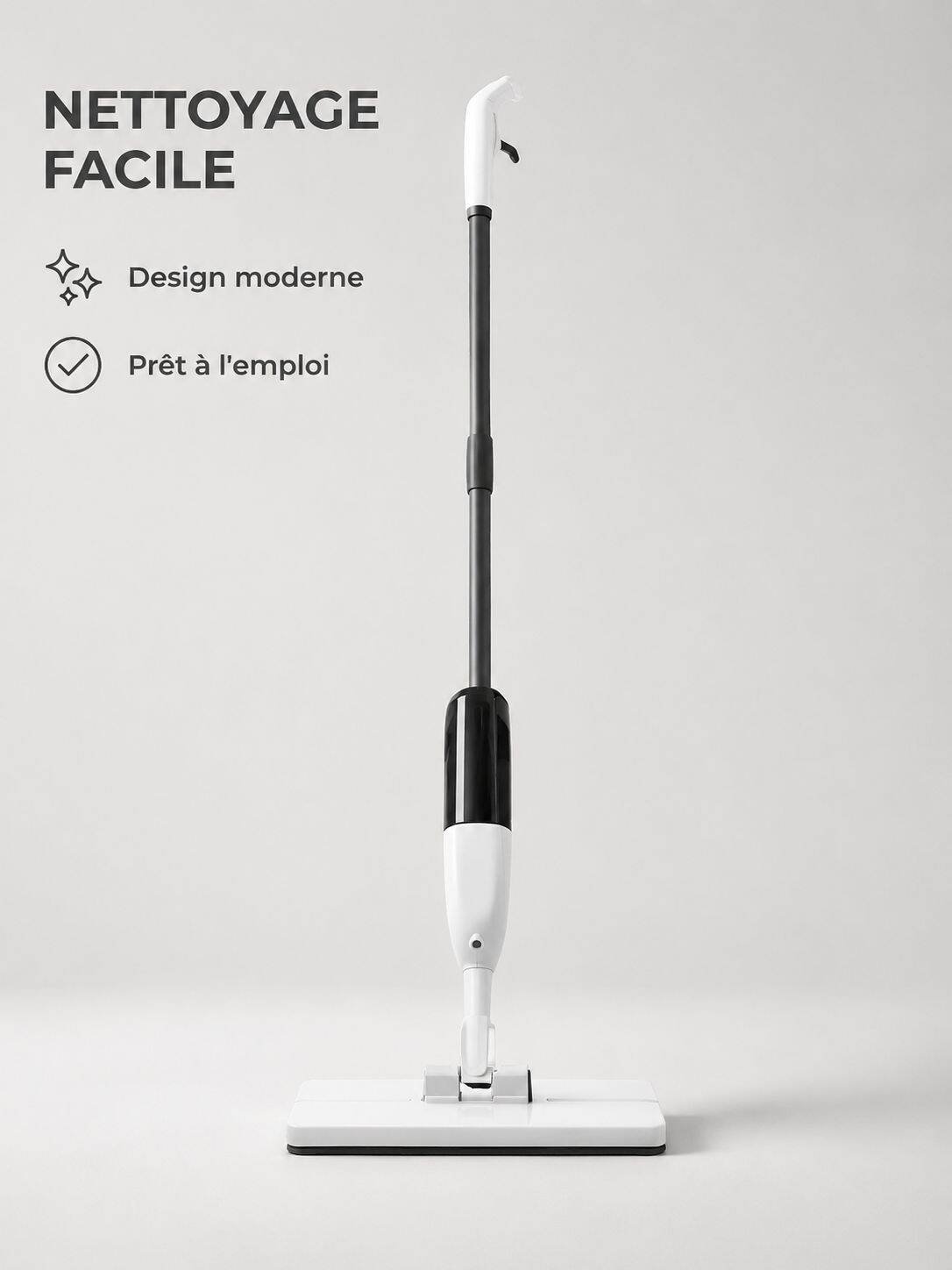  Mop Vaporisateur sans contact, balai à tête plate à pince pour usage domestique sec et humide