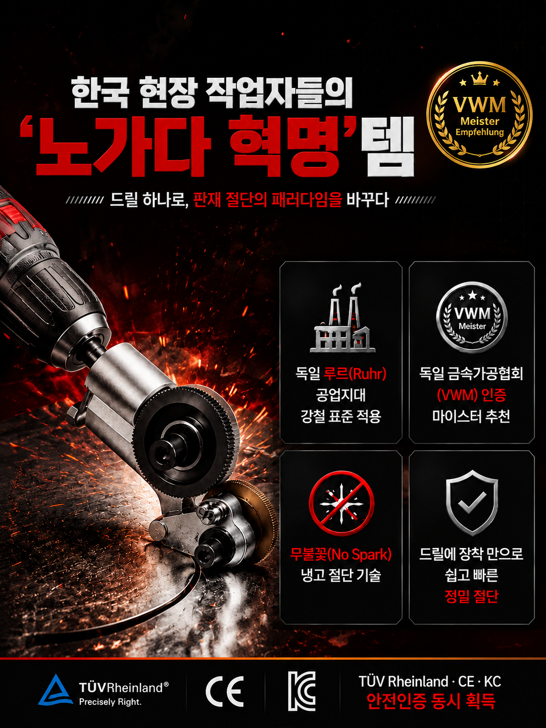 전동드릴용 간편 철판커터 어댑터