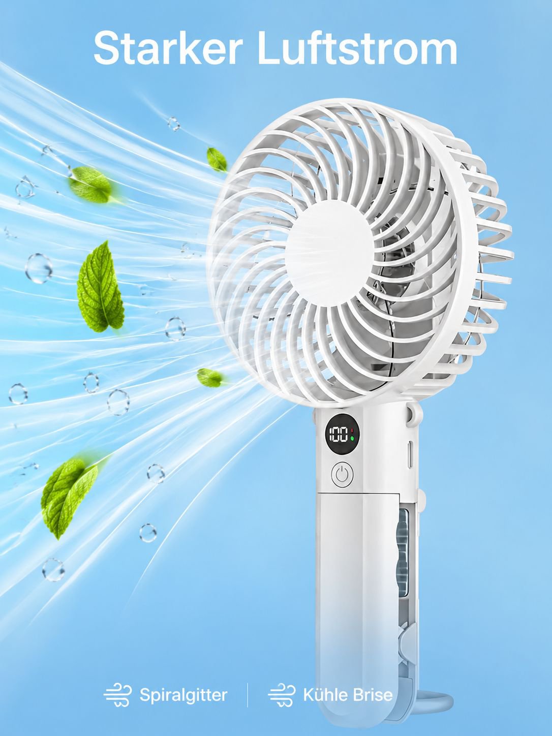 Tragbarer Handventilator mit intelligenter Digitalanzeige