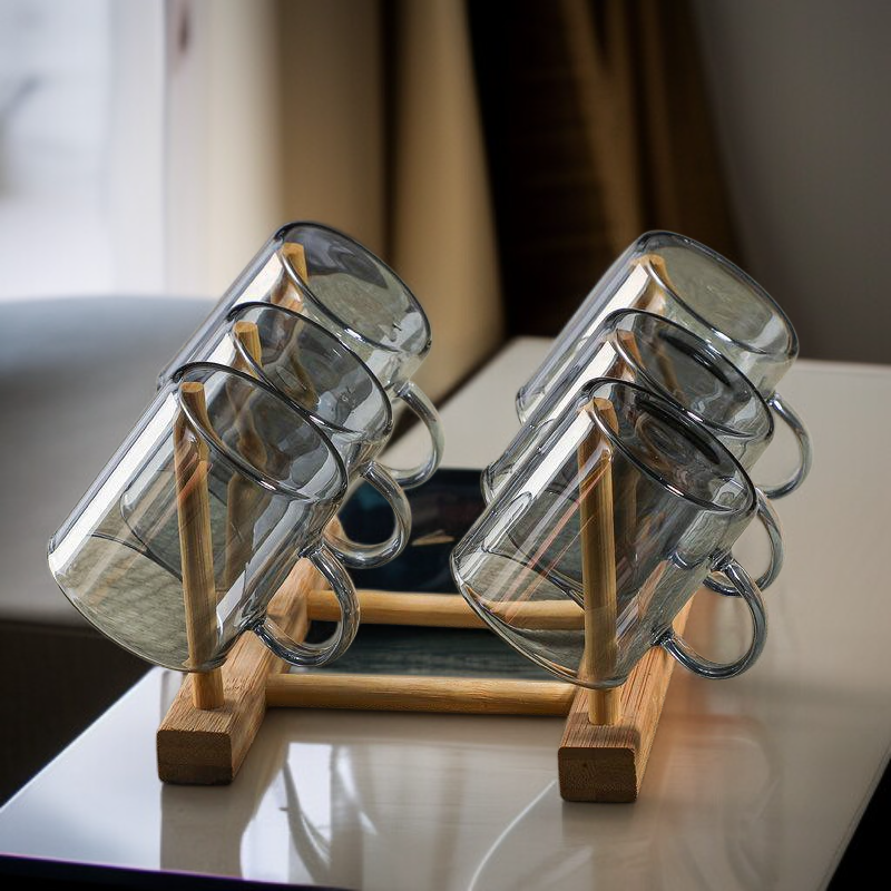 Close-up of heat-resistant glass teacups with tea inside