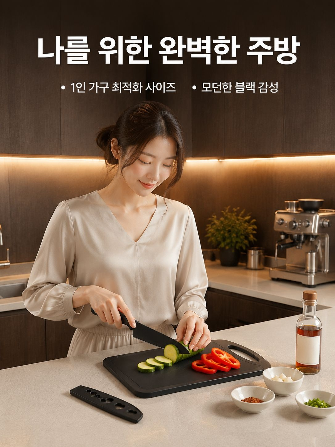 기숙사 주방칼 세트, 블랙 스틸 칼과 도마, 수도꼭지 배수 걸이 바구니, 다기능 수납 선반