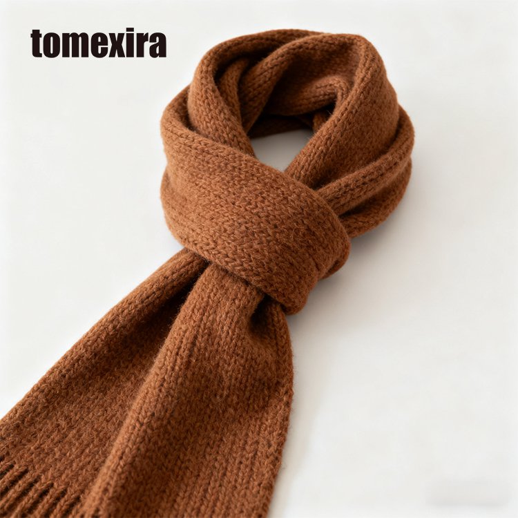 Dámský hnědý korejský šátek ze směsi vlny