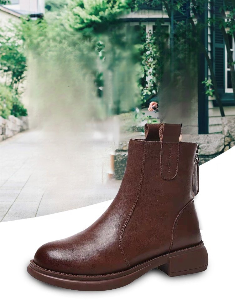 정품 가죽 짧은 부츠