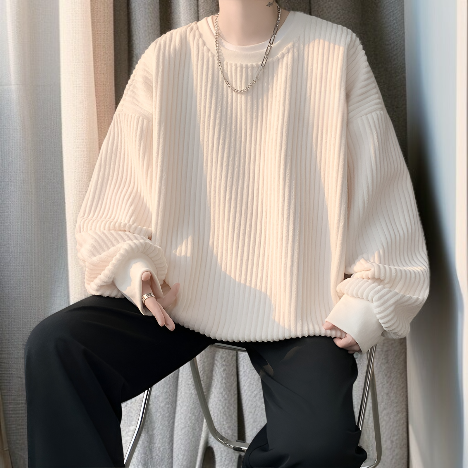 厚手プラスベルベットメンズスウェットシャツ詳細