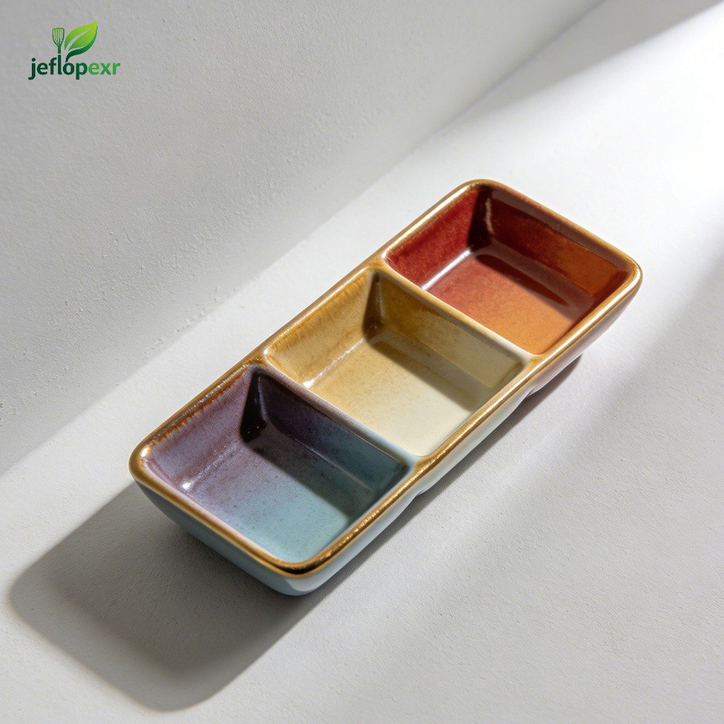 Platos de cerámica para mojar con compartimentos (paquete de 5)